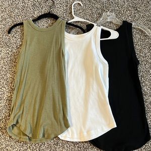 Size Small Ribbed Tank tops. Hardly worn, no pulling or loose threads!